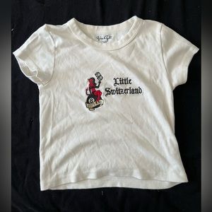 Brandy Melville white cropped baby tee shirt